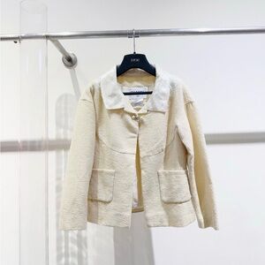 Authentic Chanel Cream Textured Women's Blazer